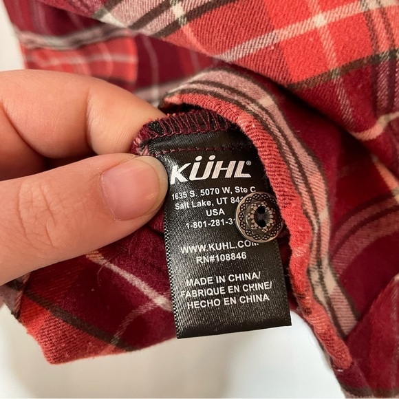 Kuhl Alina Plaid Flannel Shirt Red Spice Size Medium - Picture 6 of 7